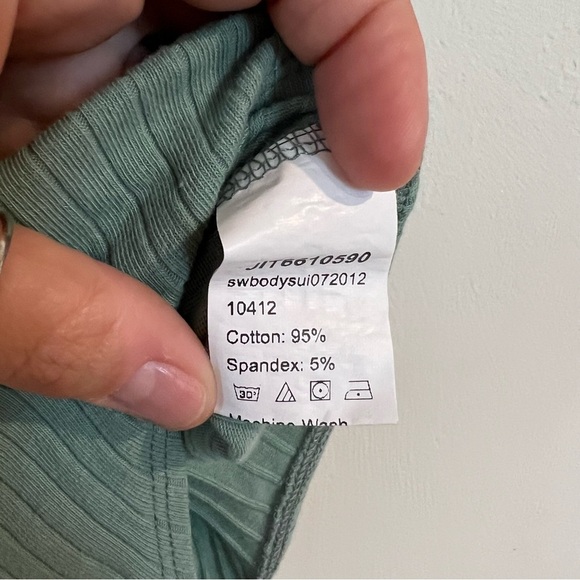 Shein Tie Shoulder Frilled Ruched Bodysuit M - Picture 9 of 10